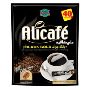 پودر قهوه علی کافه مدل بلک گلد 40 عددی اصل وارداتی مالزی بارکد 9555021502701