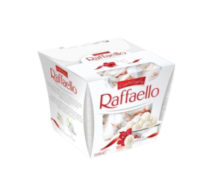 توپک نارگیلی رافائلو Raffaello با فیلینگ خامه و مغز بادام 150گرم اصل بارکد 8000500023976