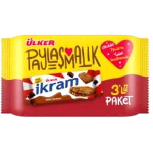 بیسکوییت کاکائویی با مغز کرم شکلات شیری 252 گرم ایکرام اولکر Ulker Ikram