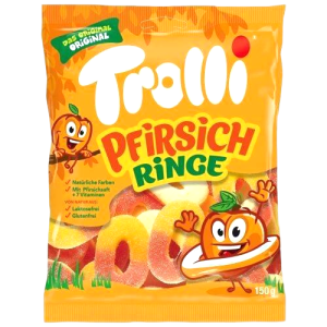 پاستیل آلمانی ترش طرح هلو trolli وزن 150 گرمی وارداتی آلمانی بارکد 4000512463436