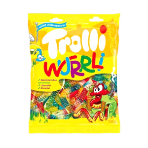 پاستیل آلمانی حلقه ای سیب طرح کرم  trolli وزن 150 گرمی وارداتی آلمانی بارکد 4000512463467